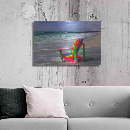 Luxe Metal Art 'Rainbow Chair' by Mike Jones, Metal Wall Art,36x24