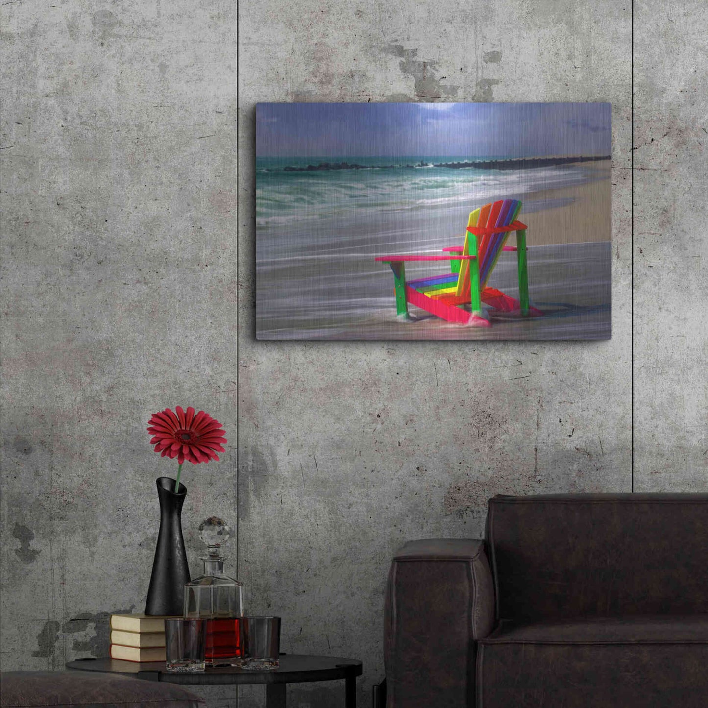 Luxe Metal Art 'Rainbow Chair' by Mike Jones, Metal Wall Art,36x24