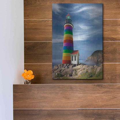 Luxe Metal Art 'Rainbow Lighthouse North' by Mike Jones, Metal Wall Art,12x16