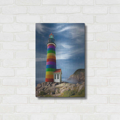Luxe Metal Art 'Rainbow Lighthouse North' by Mike Jones, Metal Wall Art,16x24