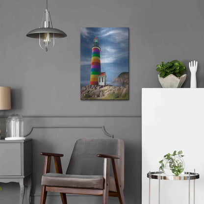Luxe Metal Art 'Rainbow Lighthouse North' by Mike Jones, Metal Wall Art,16x24
