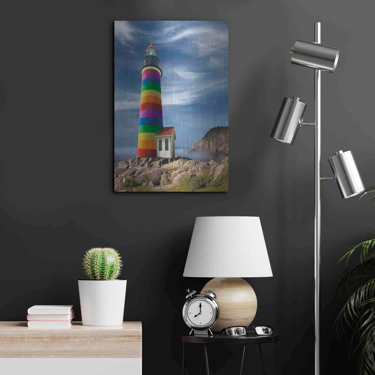 Luxe Metal Art 'Rainbow Lighthouse North' by Mike Jones, Metal Wall Art,16x24