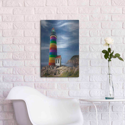 Luxe Metal Art 'Rainbow Lighthouse North' by Mike Jones, Metal Wall Art,16x24