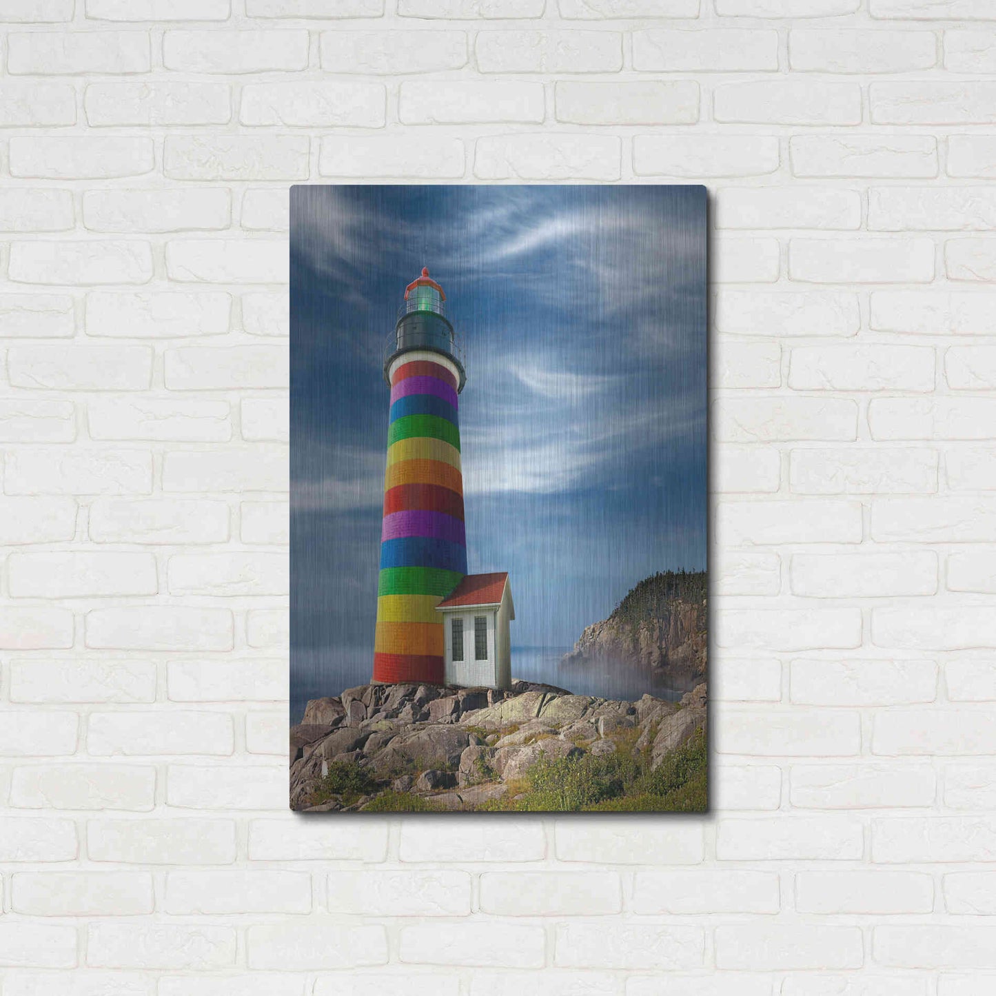 Luxe Metal Art 'Rainbow Lighthouse North' by Mike Jones, Metal Wall Art,24x36