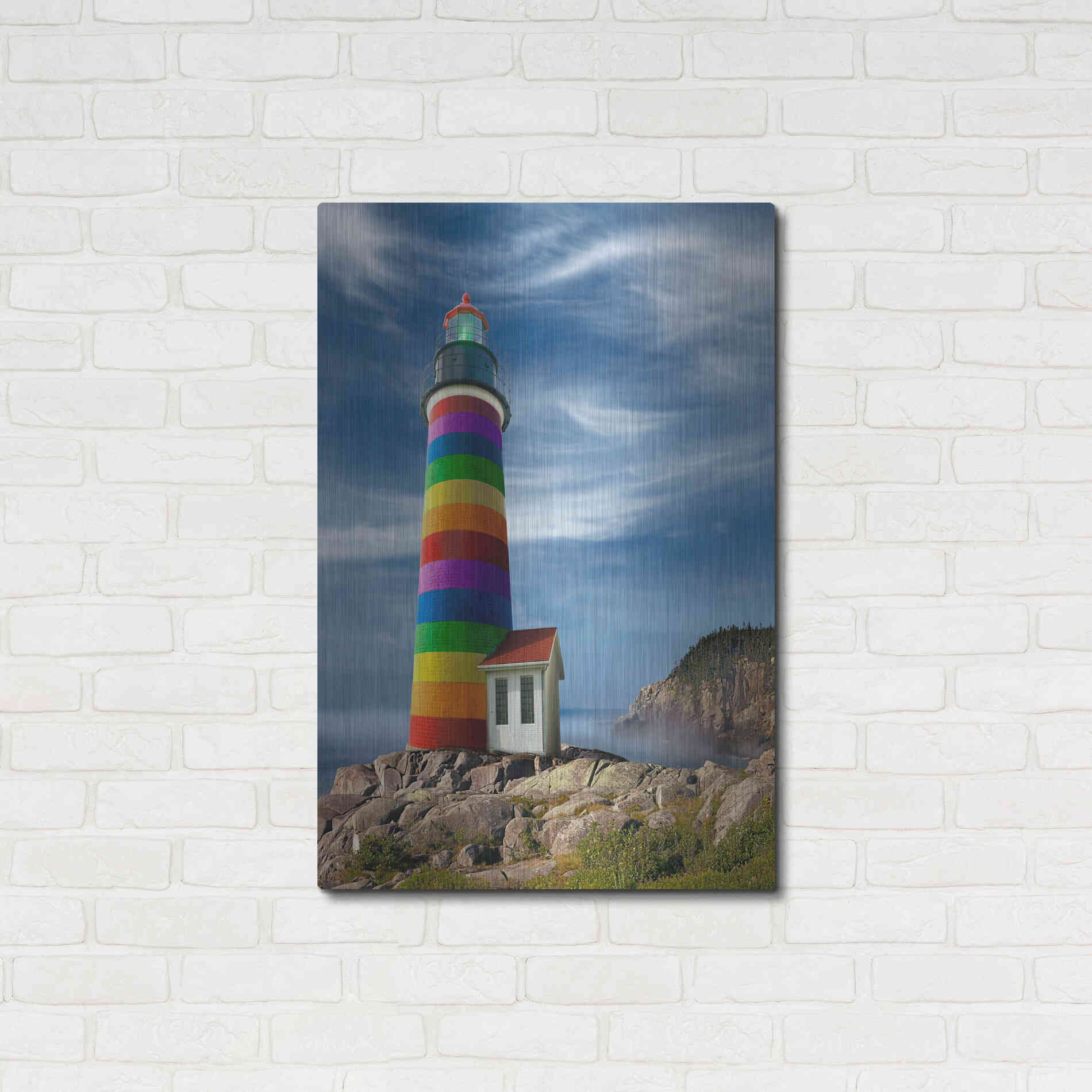 Luxe Metal Art 'Rainbow Lighthouse North' by Mike Jones, Metal Wall Art,24x36