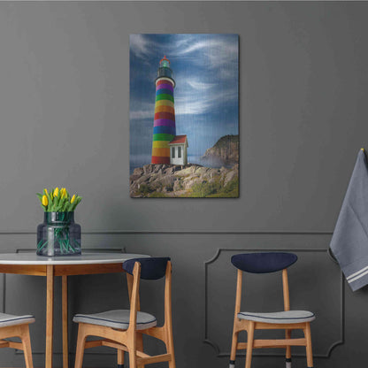 Luxe Metal Art 'Rainbow Lighthouse North' by Mike Jones, Metal Wall Art,24x36