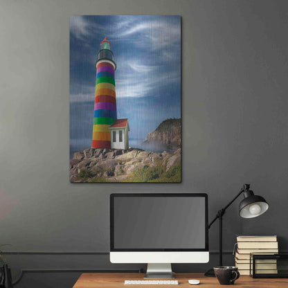 Luxe Metal Art 'Rainbow Lighthouse North' by Mike Jones, Metal Wall Art,24x36