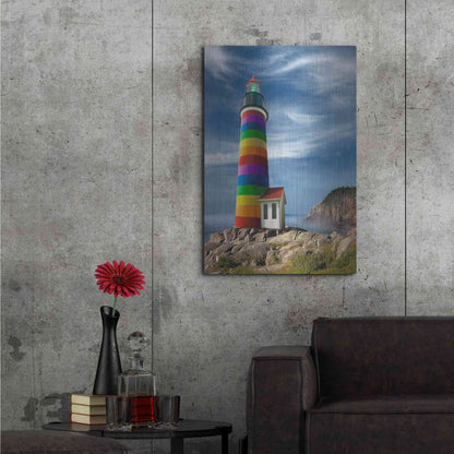 Luxe Metal Art 'Rainbow Lighthouse North' by Mike Jones, Metal Wall Art,24x36