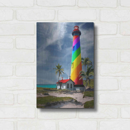 Luxe Metal Art 'Rainbow Lighthouse South' by Mike Jones, Metal Wall Art,12x16