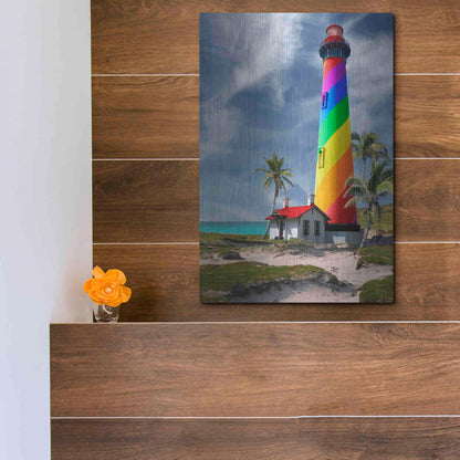 Luxe Metal Art 'Rainbow Lighthouse South' by Mike Jones, Metal Wall Art,12x16