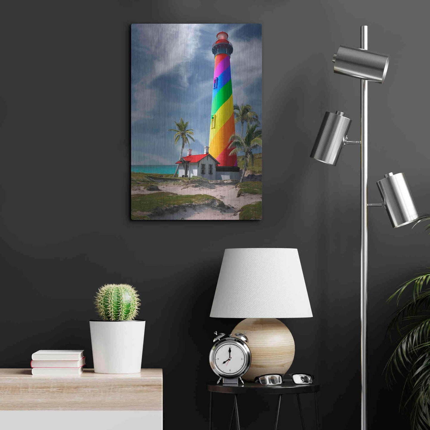 Luxe Metal Art 'Rainbow Lighthouse South' by Mike Jones, Metal Wall Art,16x24