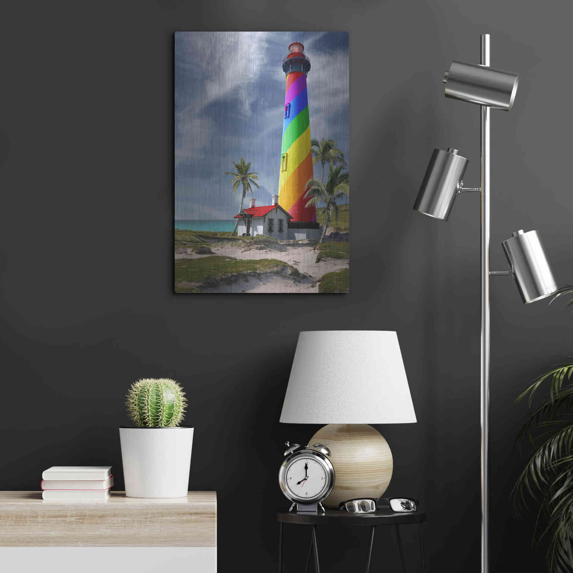 Luxe Metal Art 'Rainbow Lighthouse South' by Mike Jones, Metal Wall Art,16x24