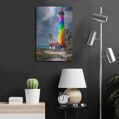Luxe Metal Art 'Rainbow Lighthouse South' by Mike Jones, Metal Wall Art,16x24