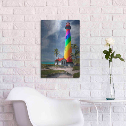 Luxe Metal Art 'Rainbow Lighthouse South' by Mike Jones, Metal Wall Art,16x24