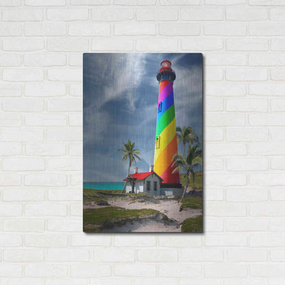 Luxe Metal Art 'Rainbow Lighthouse South' by Mike Jones, Metal Wall Art,24x36