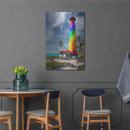 Luxe Metal Art 'Rainbow Lighthouse South' by Mike Jones, Metal Wall Art,24x36