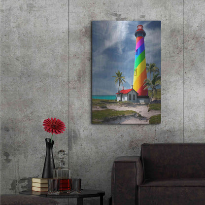 Luxe Metal Art 'Rainbow Lighthouse South' by Mike Jones, Metal Wall Art,24x36