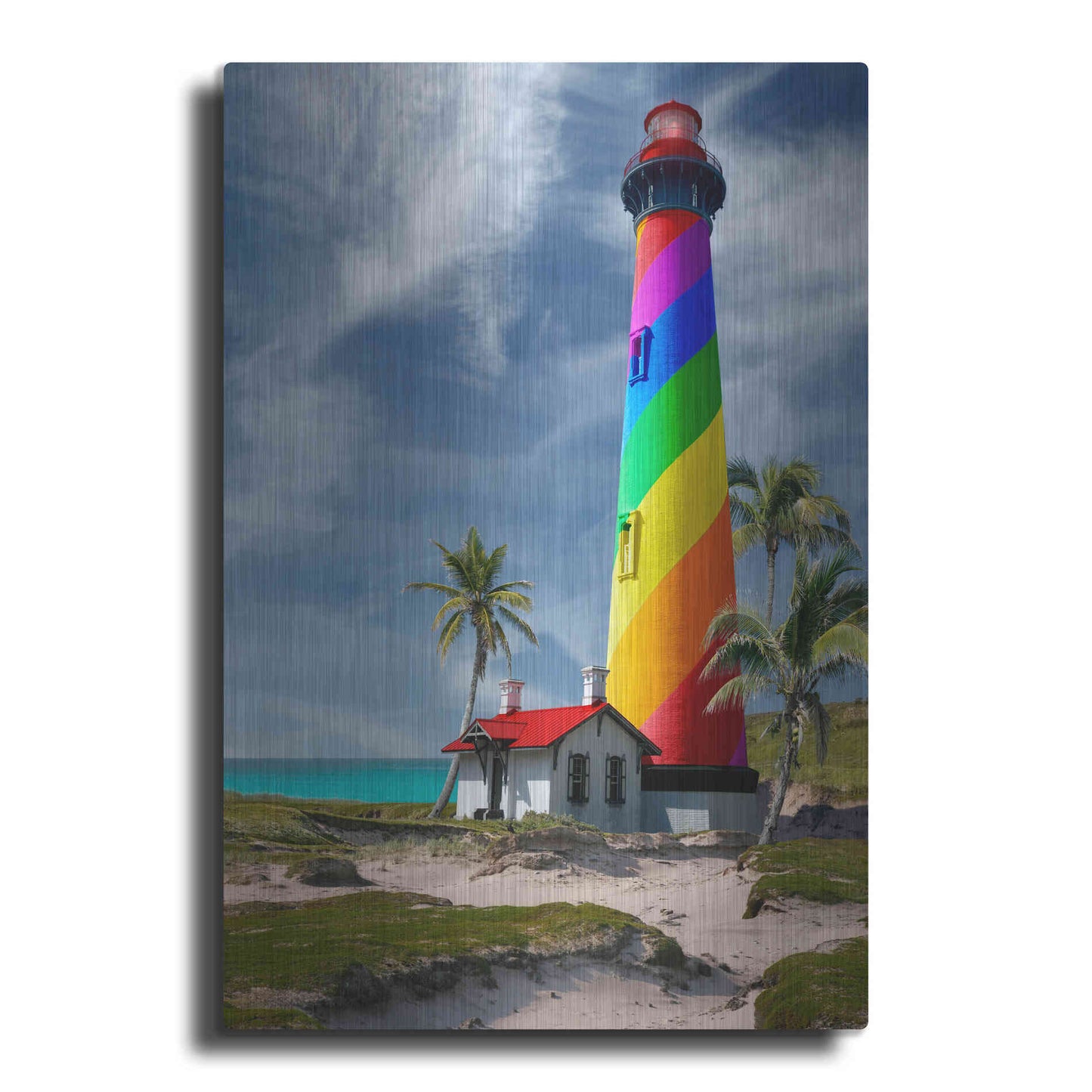 Luxe Metal Art 'Rainbow Lighthouse South' by Mike Jones, Metal Wall Art