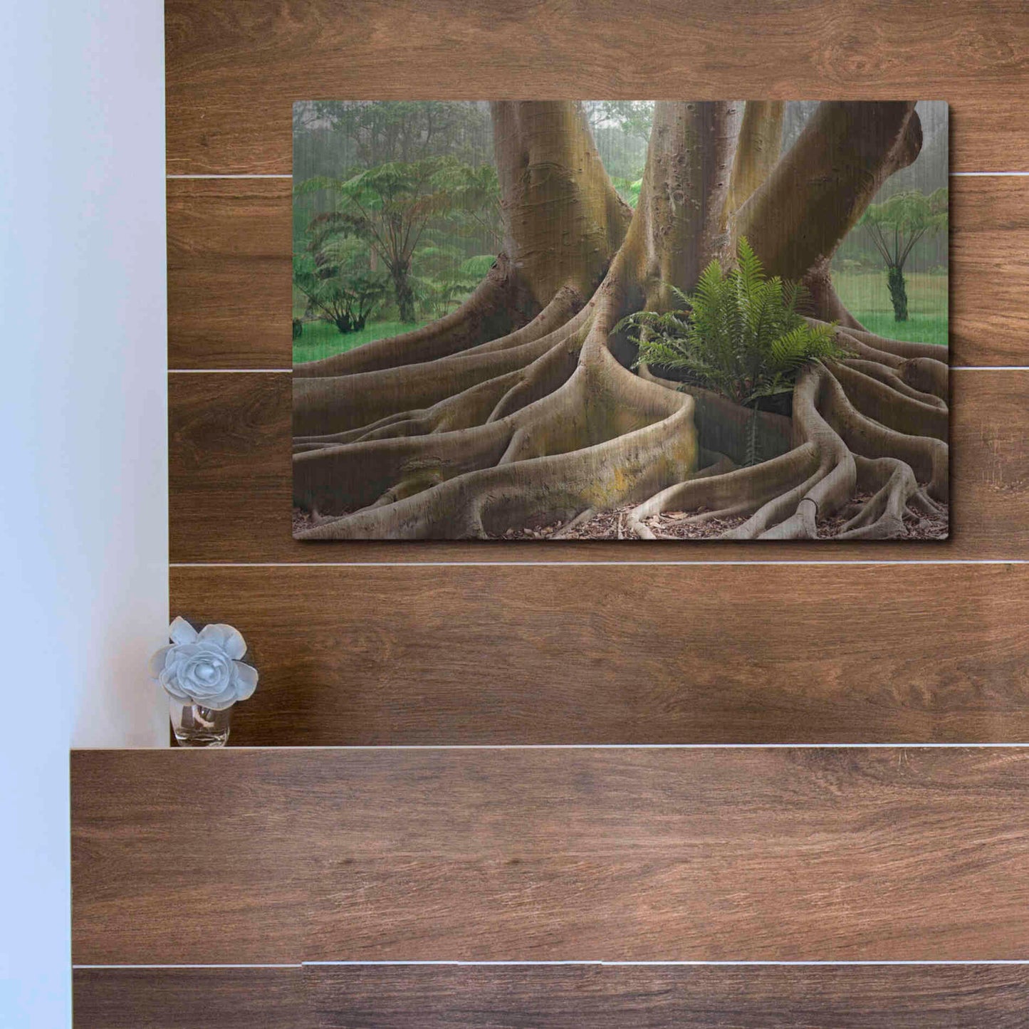 Luxe Metal Art 'Roots Sarasots Big Tree' by Mike Jones, Metal Wall Art,16x12