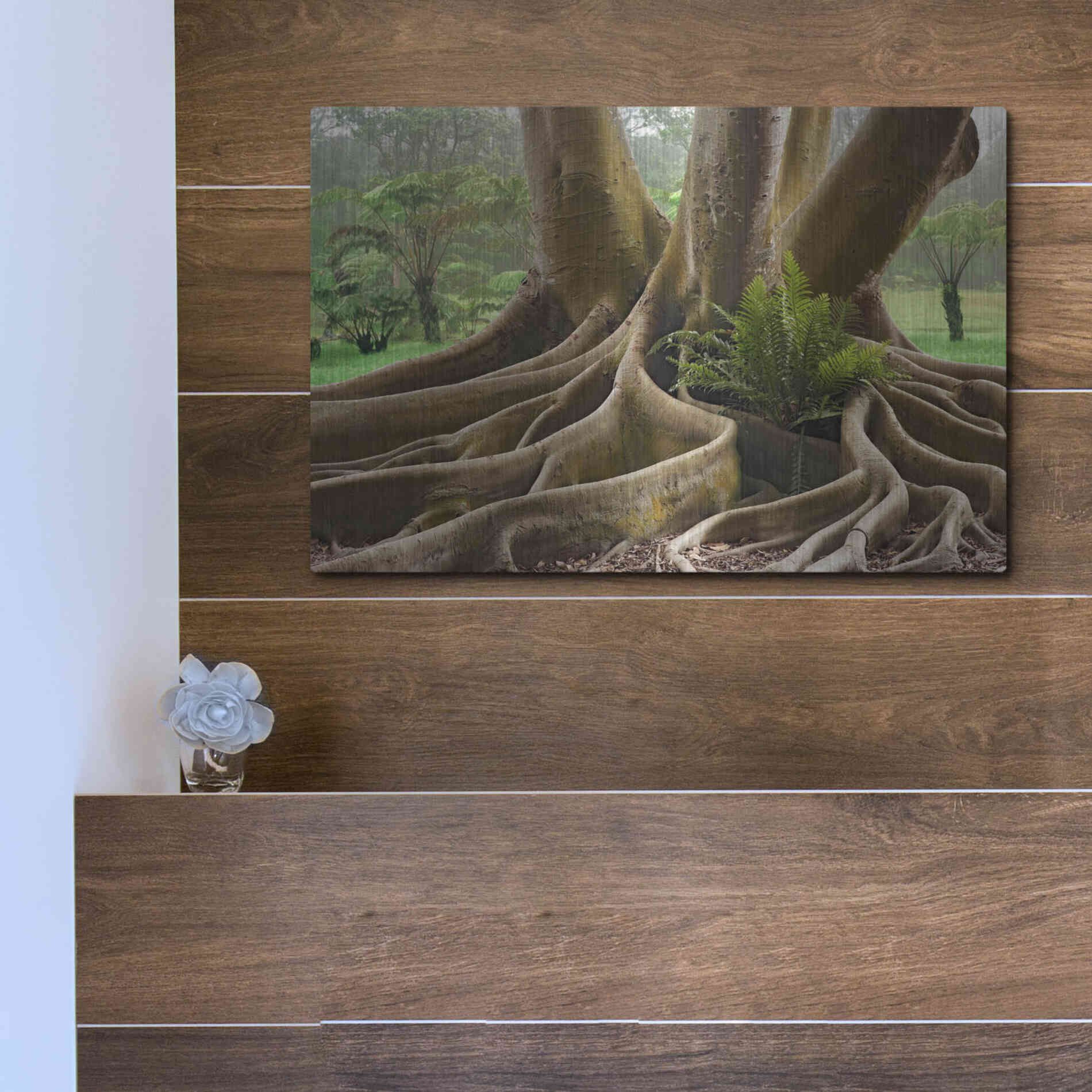 Luxe Metal Art 'Roots Sarasots Big Tree' by Mike Jones, Metal Wall Art,16x12