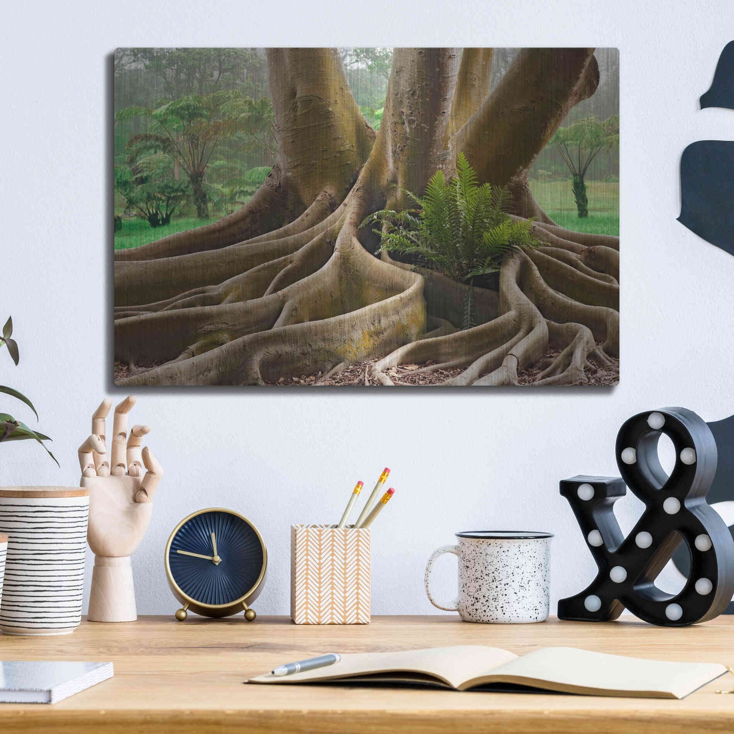 Luxe Metal Art 'Roots Sarasots Big Tree' by Mike Jones, Metal Wall Art,16x12