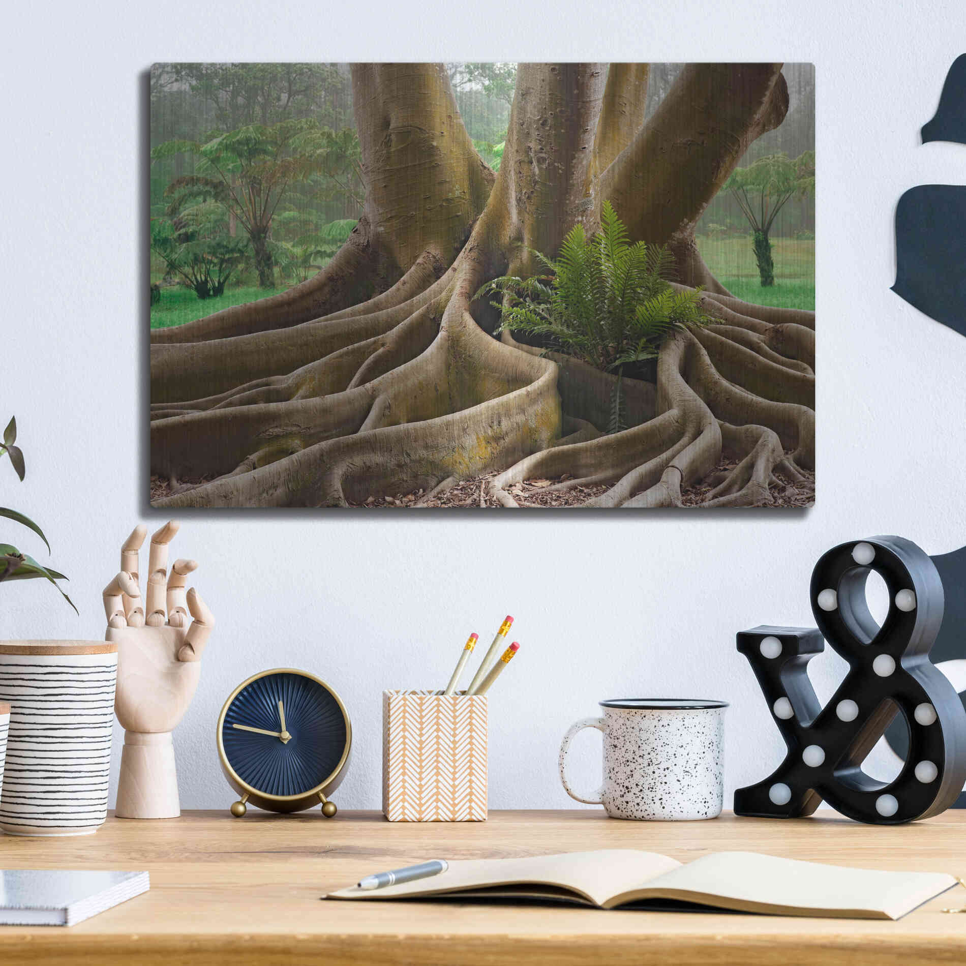 Luxe Metal Art 'Roots Sarasots Big Tree' by Mike Jones, Metal Wall Art,16x12