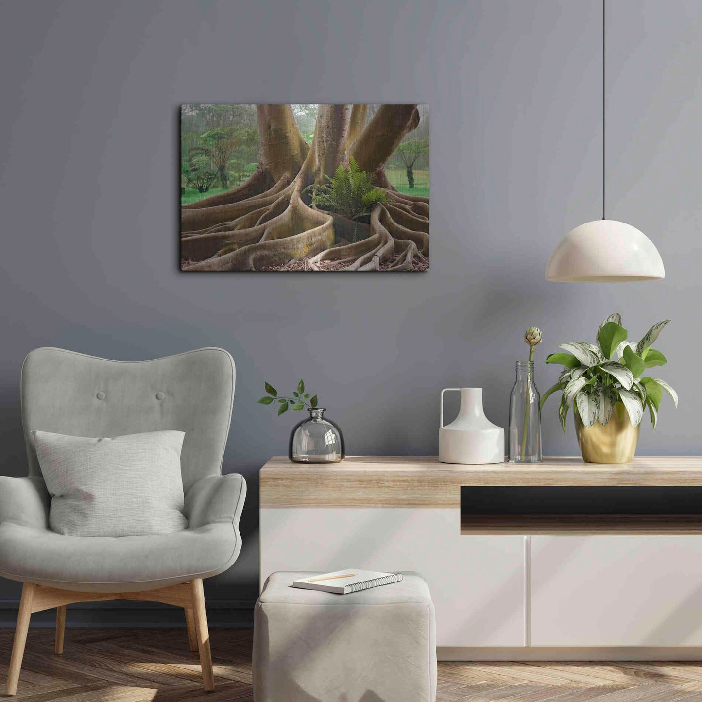 Luxe Metal Art 'Roots Sarasots Big Tree' by Mike Jones, Metal Wall Art,24x16