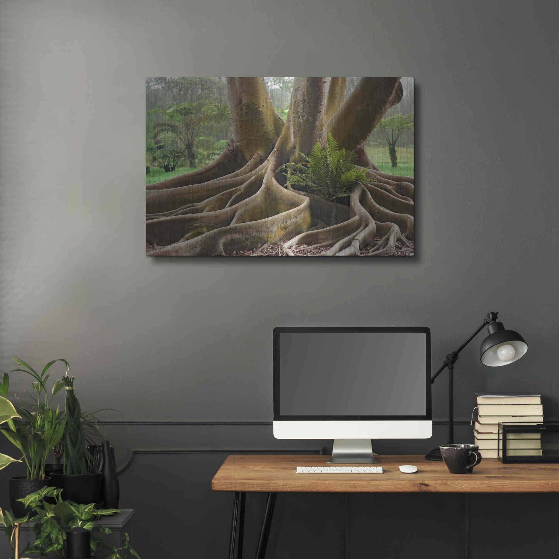 Luxe Metal Art 'Roots Sarasots Big Tree' by Mike Jones, Metal Wall Art,36x24