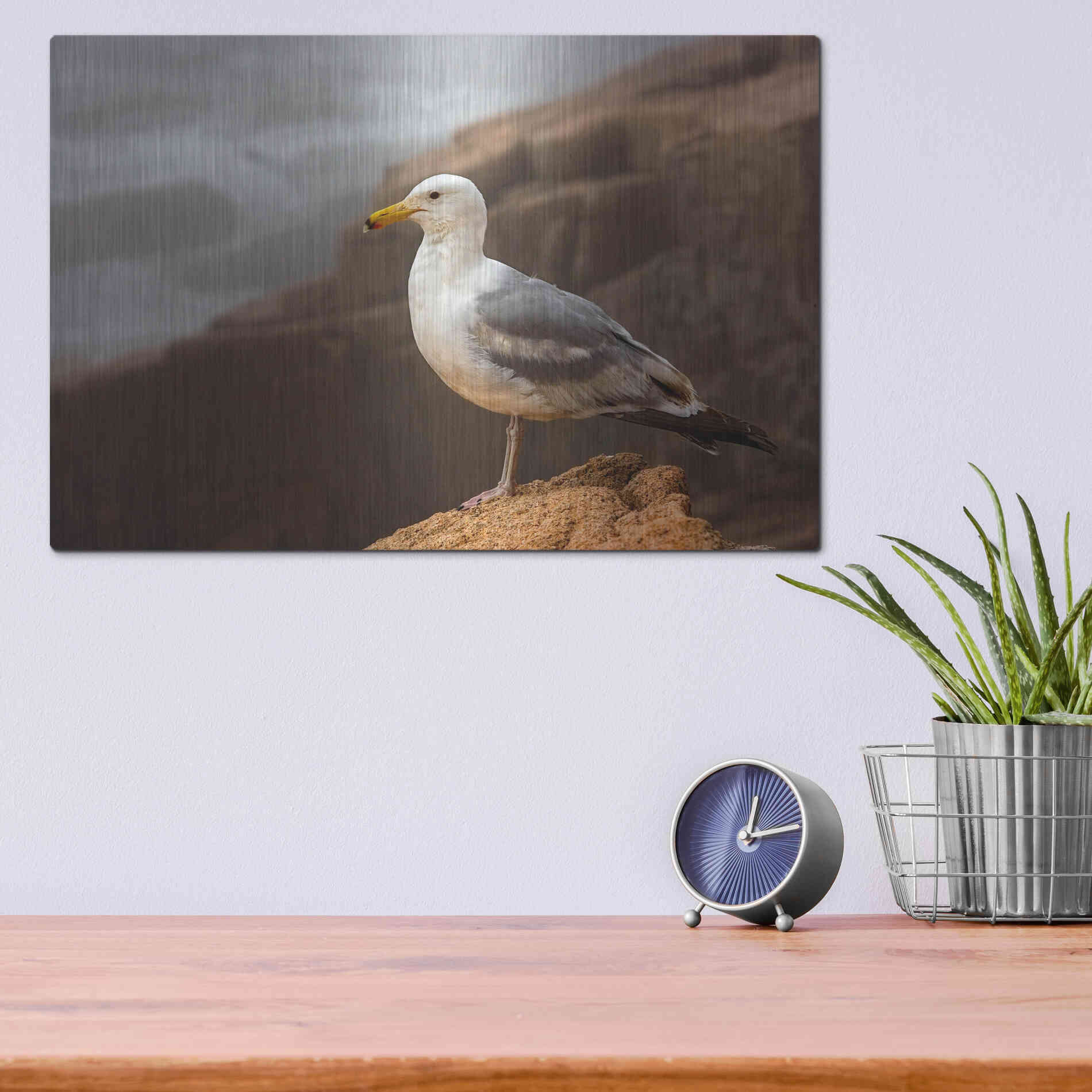 Luxe Metal Art 'Seagull' by Mike Jones, Metal Wall Art,16x12