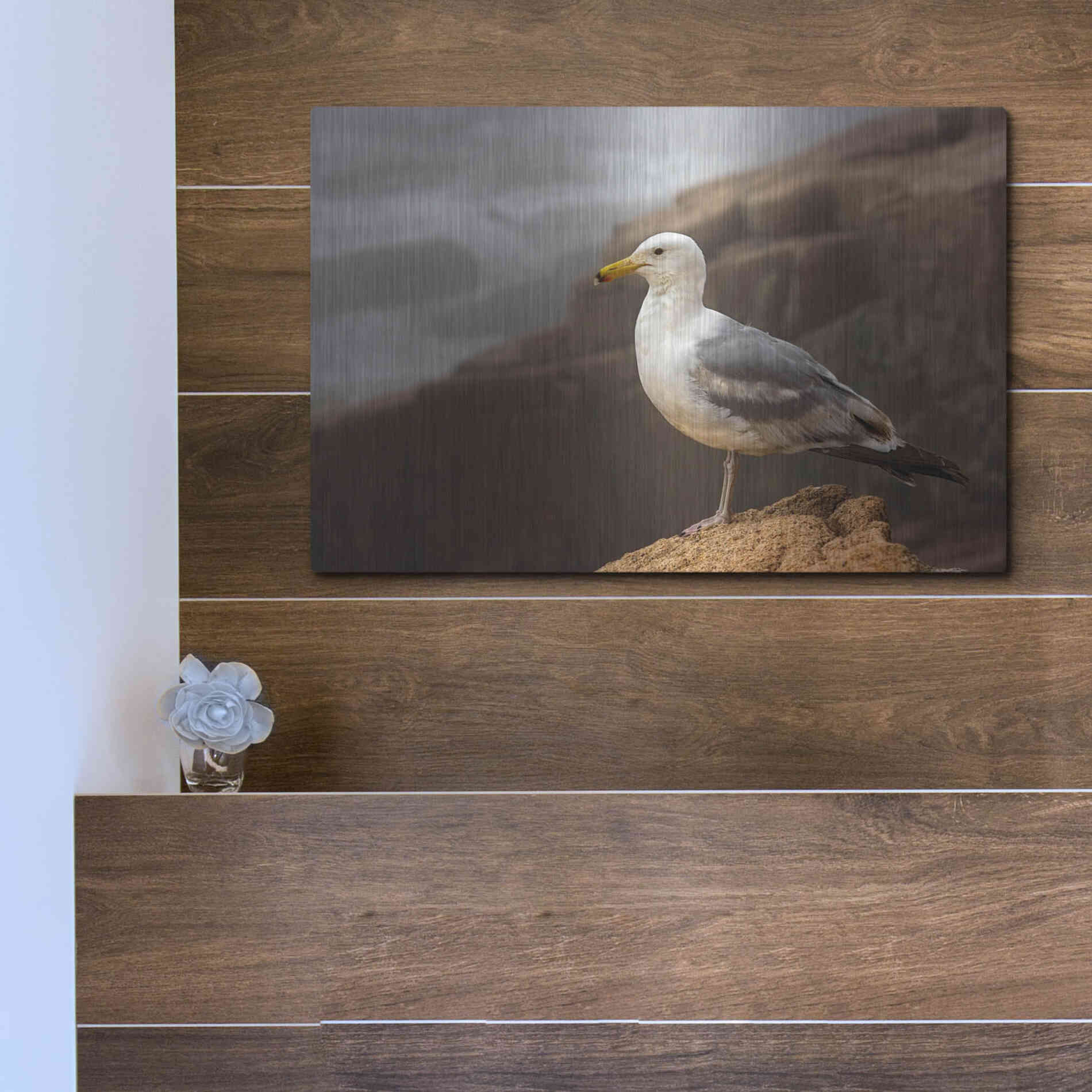 Luxe Metal Art 'Seagull' by Mike Jones, Metal Wall Art,16x12