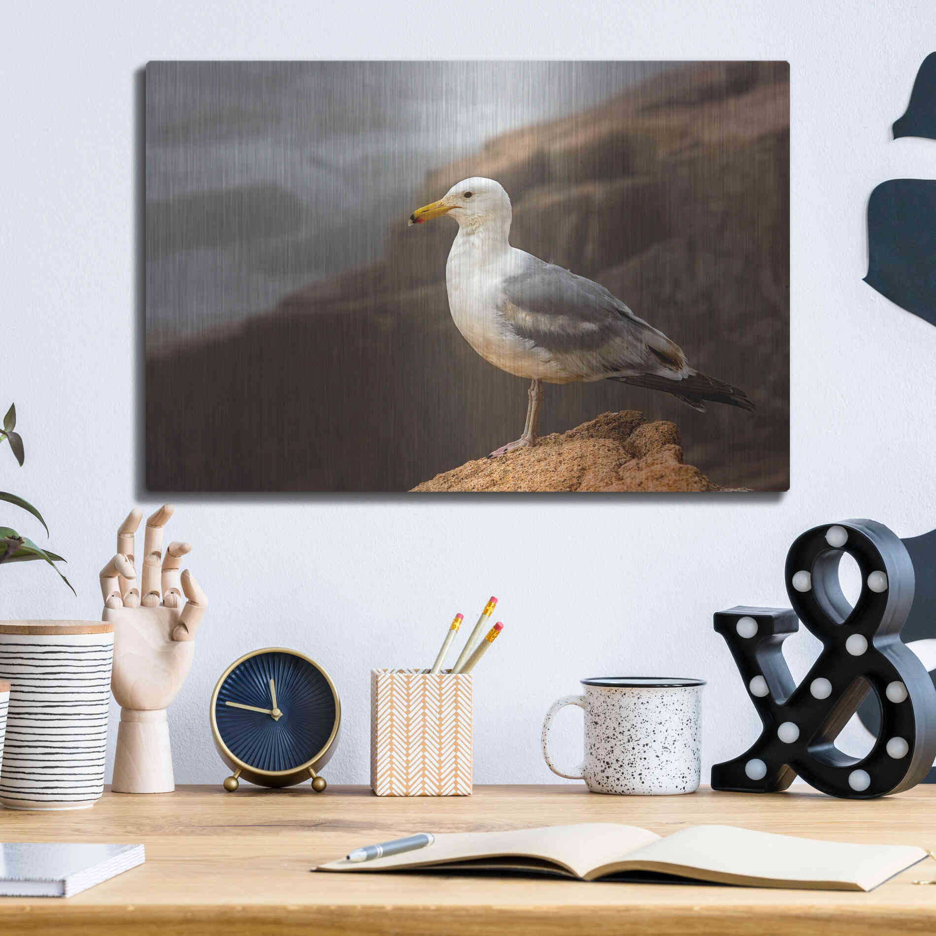 Luxe Metal Art 'Seagull' by Mike Jones, Metal Wall Art,16x12