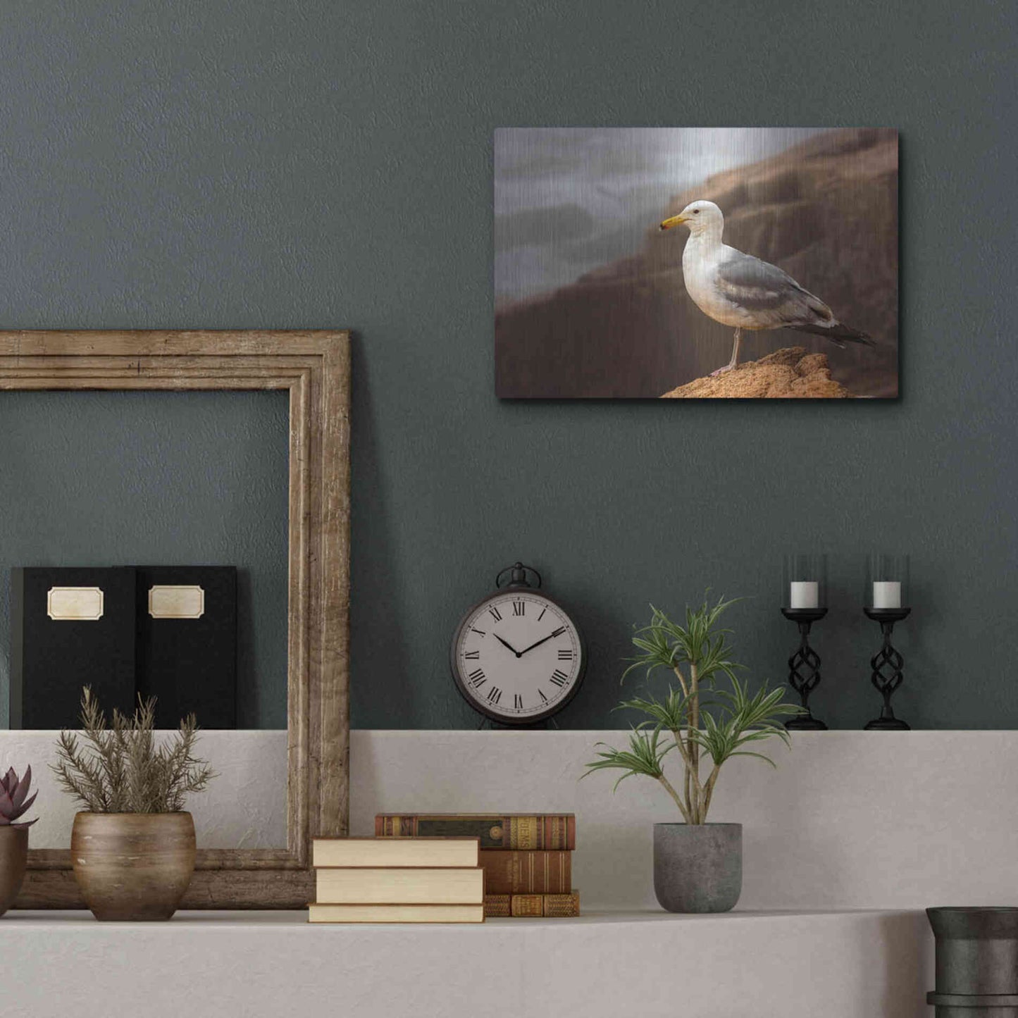 Luxe Metal Art 'Seagull' by Mike Jones, Metal Wall Art,16x12