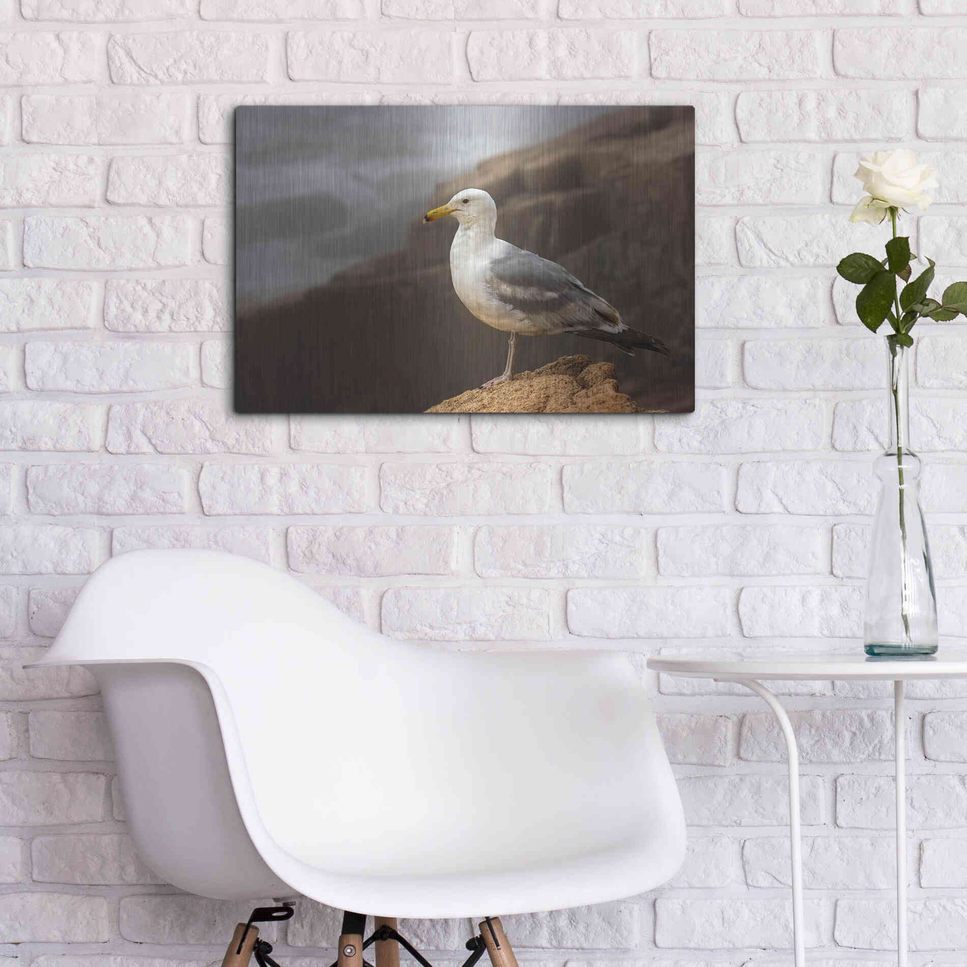 Luxe Metal Art 'Seagull' by Mike Jones, Metal Wall Art,24x16