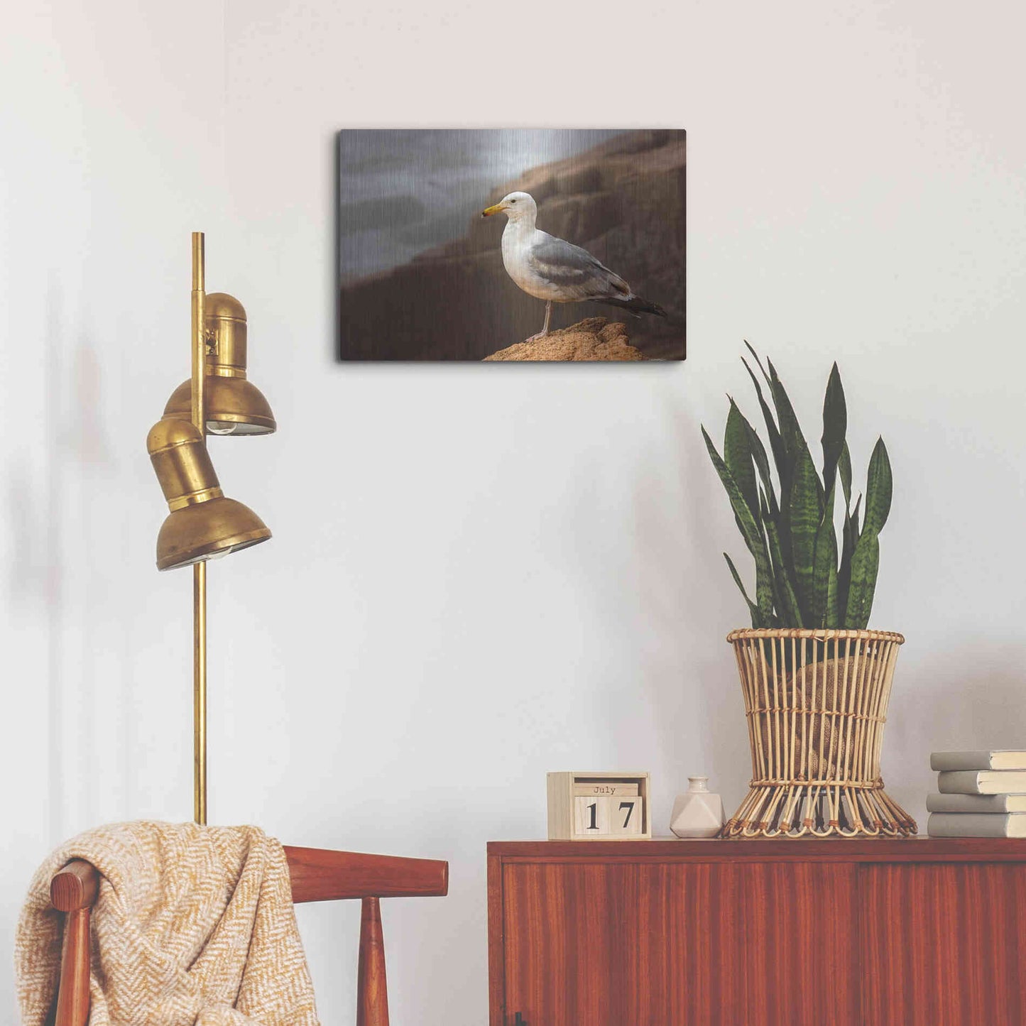 Luxe Metal Art 'Seagull' by Mike Jones, Metal Wall Art,24x16