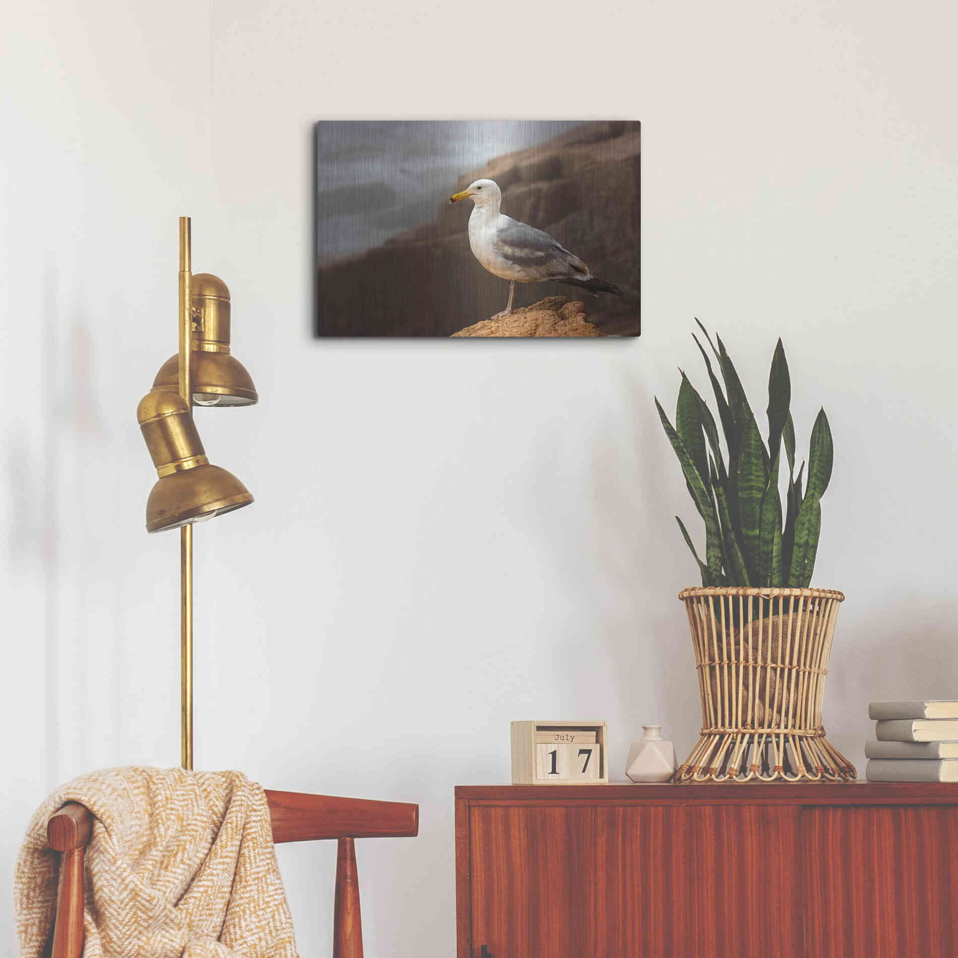 Luxe Metal Art 'Seagull' by Mike Jones, Metal Wall Art,24x16