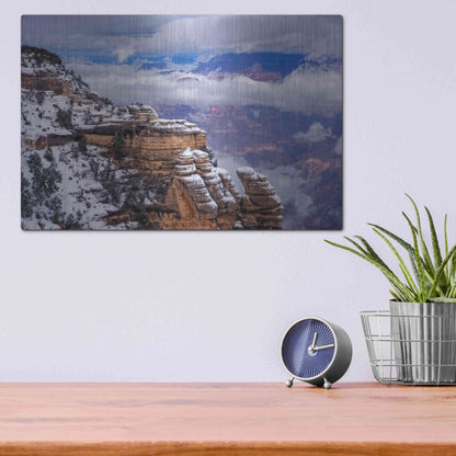 Luxe Metal Art 'Storm Clouds Mather Point' by Mike Jones, Metal Wall Art,16x12