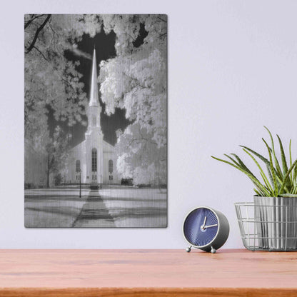 Luxe Metal Art 'Westfield Church Infrared' by Mike Jones, Metal Wall Art,12x16