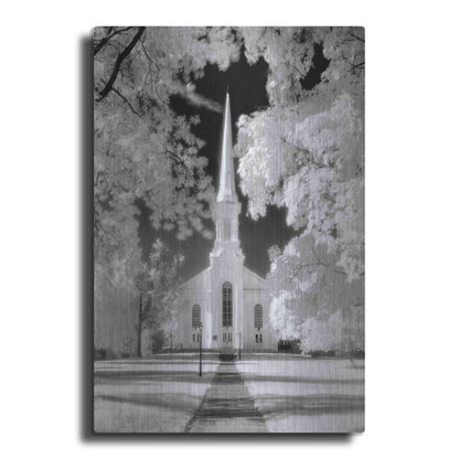 Luxe Metal Art 'Westfield Church Infrared' by Mike Jones, Metal Wall Art