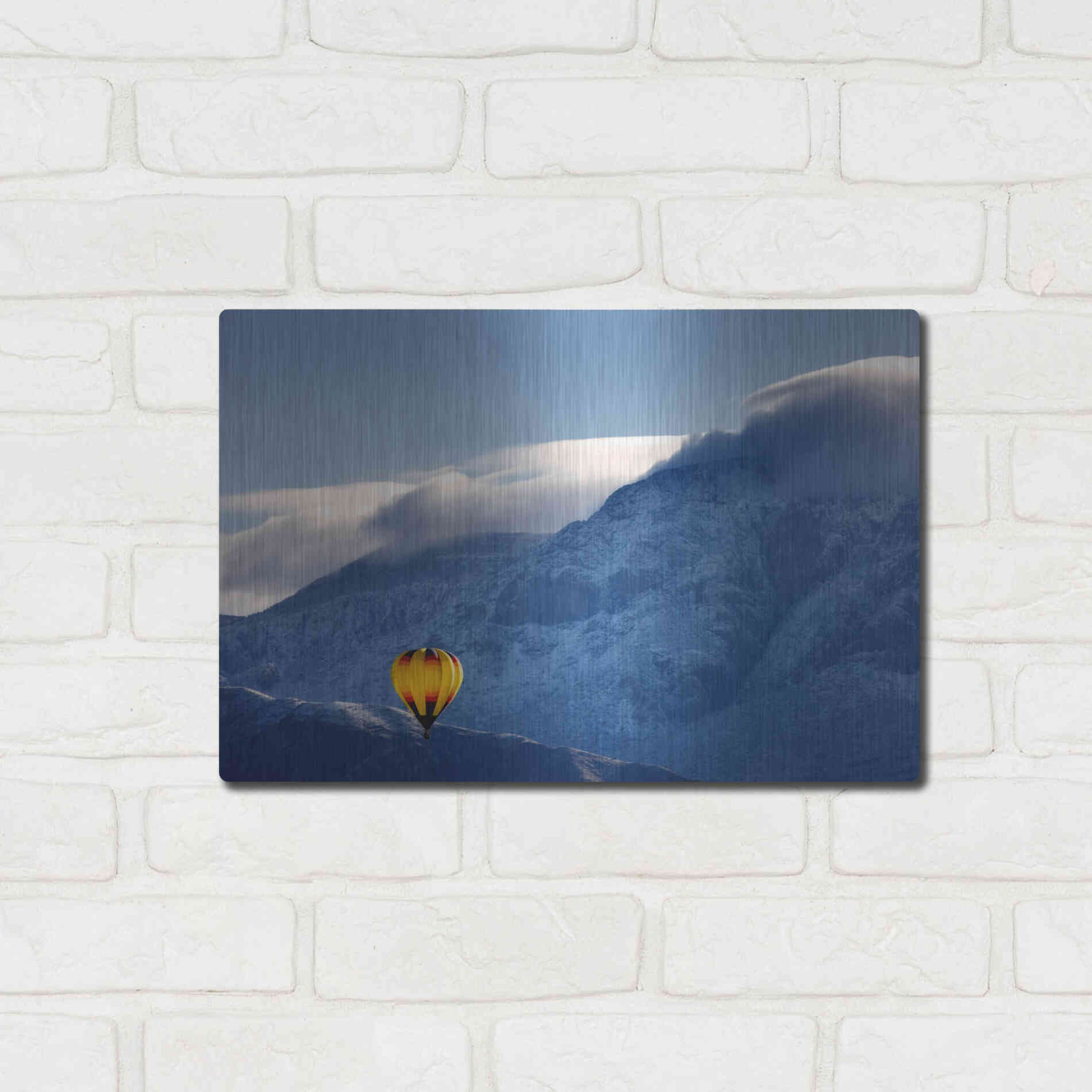 Luxe Metal Art 'Balloon Fiesta Snow' by Mike Jones, Metal Wall Art,16x12