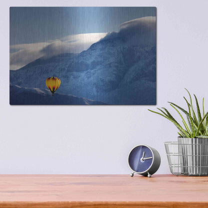 Luxe Metal Art 'Balloon Fiesta Snow' by Mike Jones, Metal Wall Art,16x12