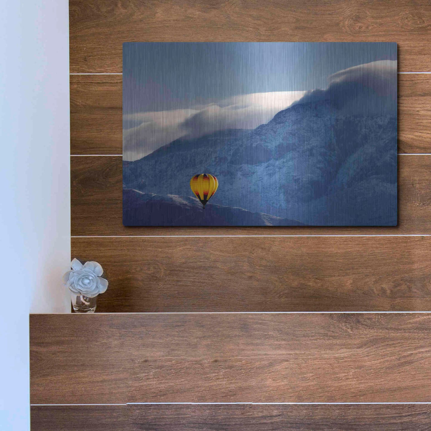 Luxe Metal Art 'Balloon Fiesta Snow' by Mike Jones, Metal Wall Art,16x12