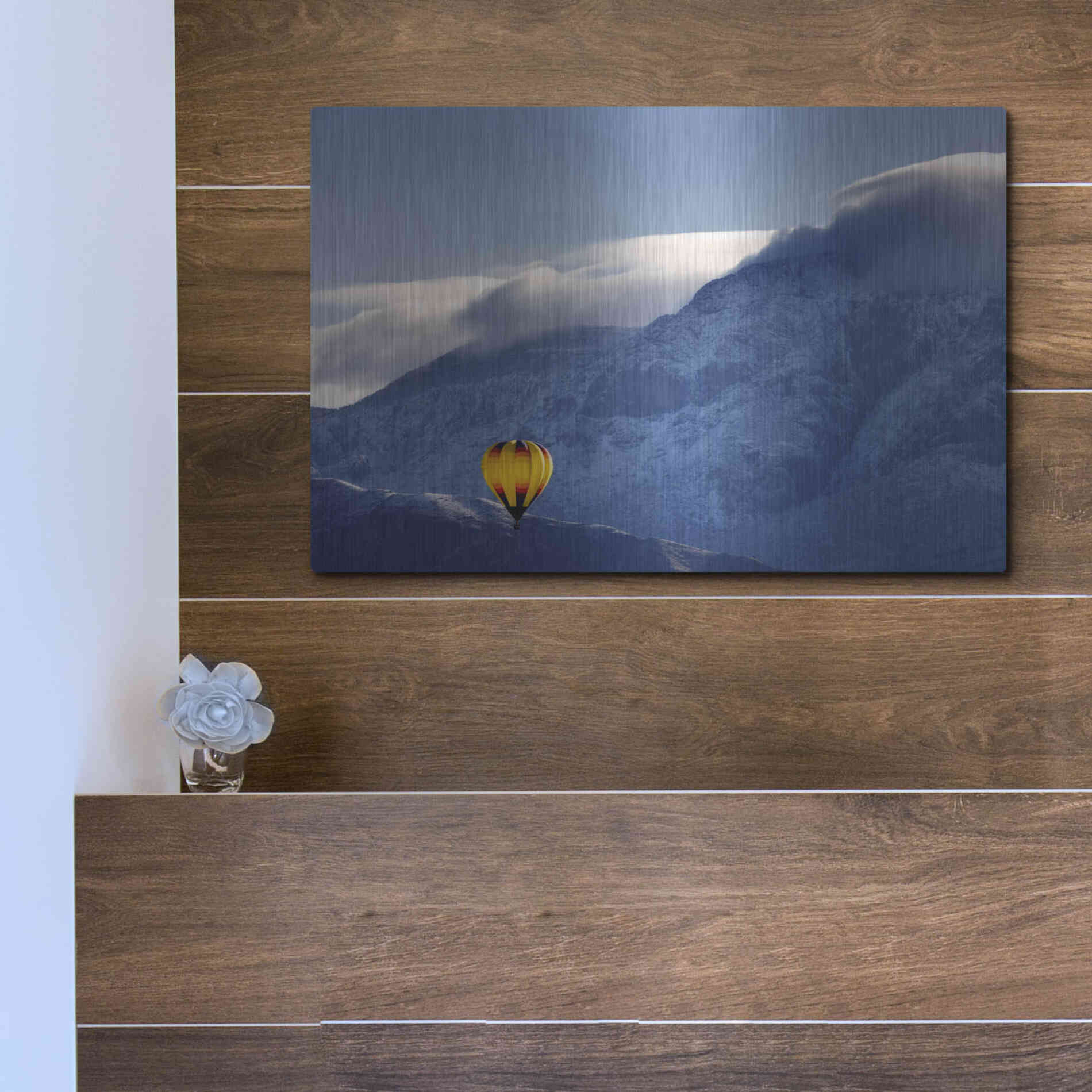 Luxe Metal Art 'Balloon Fiesta Snow' by Mike Jones, Metal Wall Art,16x12