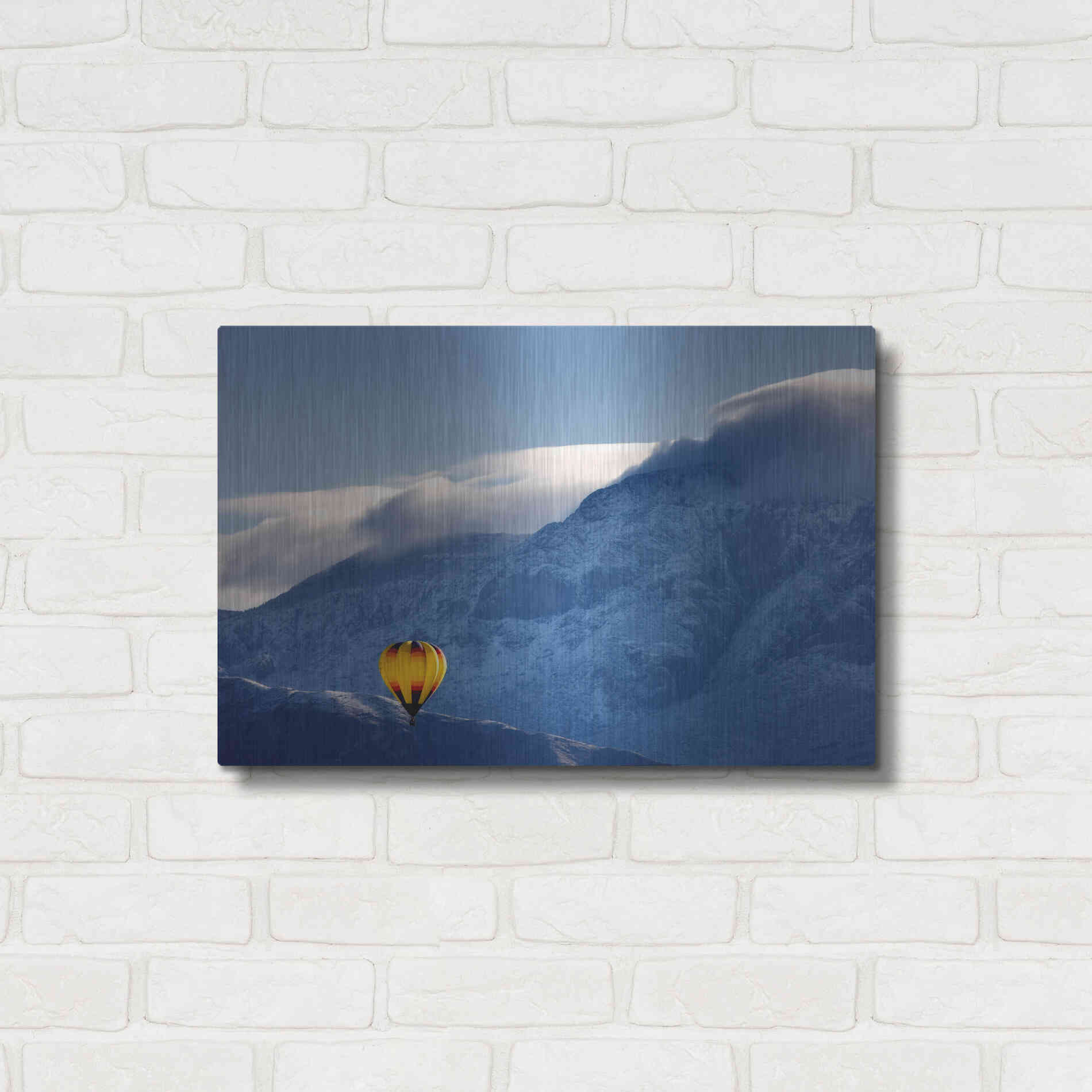 Luxe Metal Art 'Balloon Fiesta Snow' by Mike Jones, Metal Wall Art,24x16