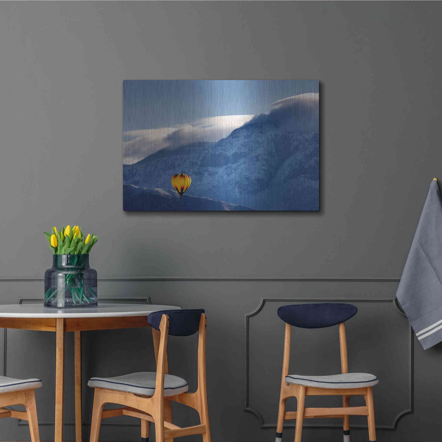 Luxe Metal Art 'Balloon Fiesta Snow' by Mike Jones, Metal Wall Art,36x24