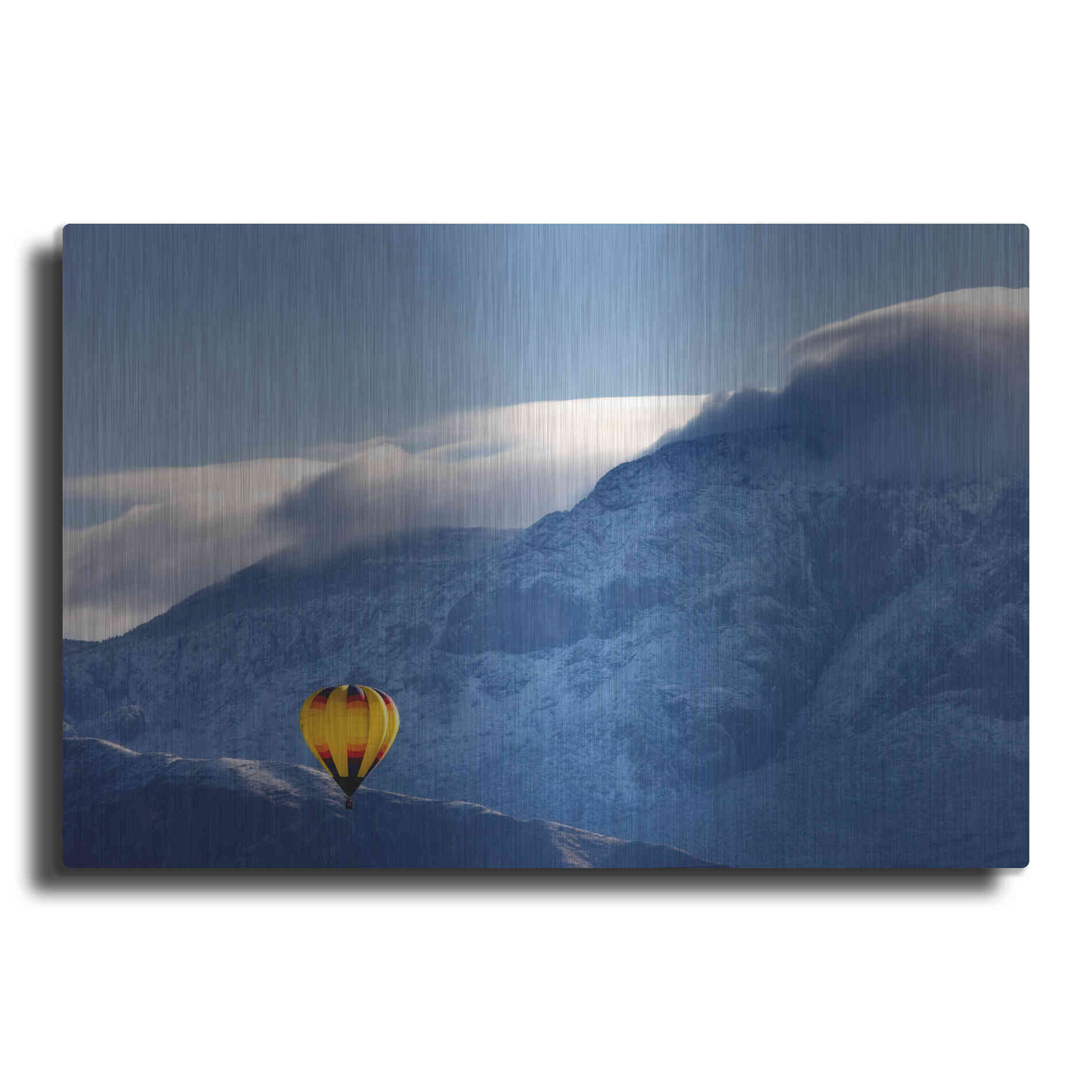 Luxe Metal Art 'Balloon Fiesta Snow' by Mike Jones, Metal Wall Art