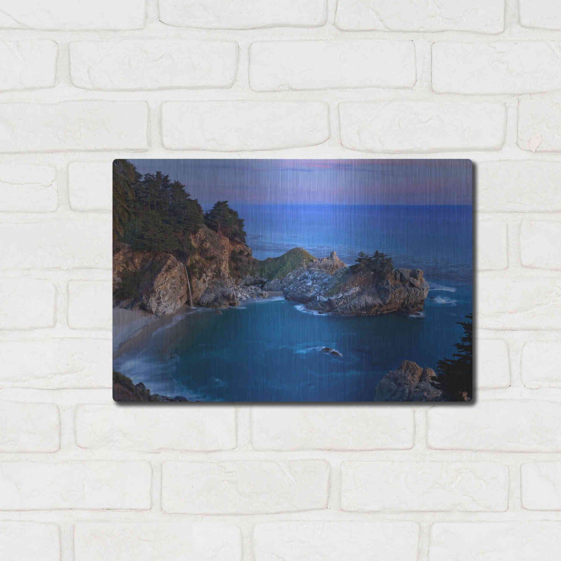 Luxe Metal Art 'Big Sur McWay Falls' by Mike Jones, Metal Wall Art,16x12