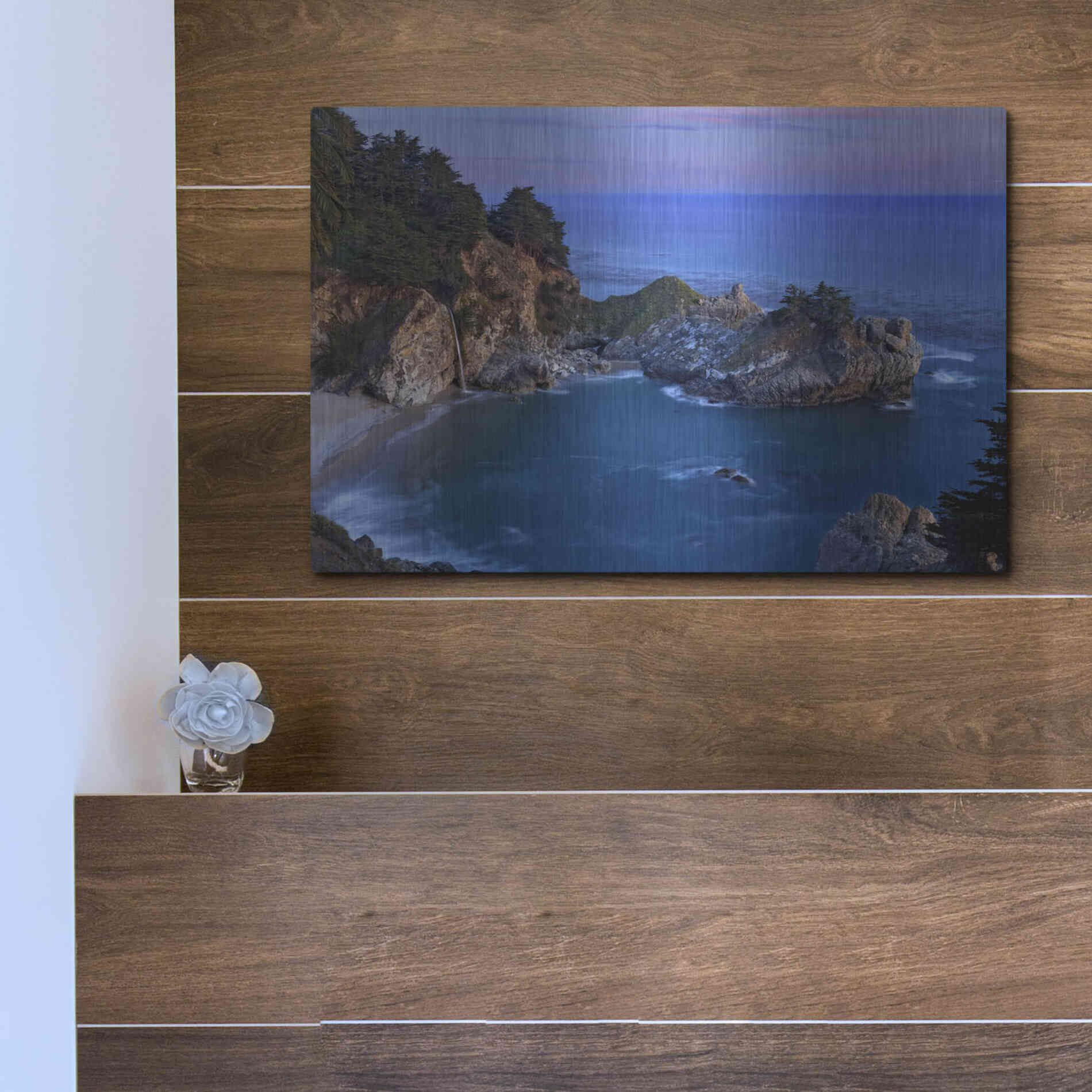 Luxe Metal Art 'Big Sur McWay Falls' by Mike Jones, Metal Wall Art,16x12
