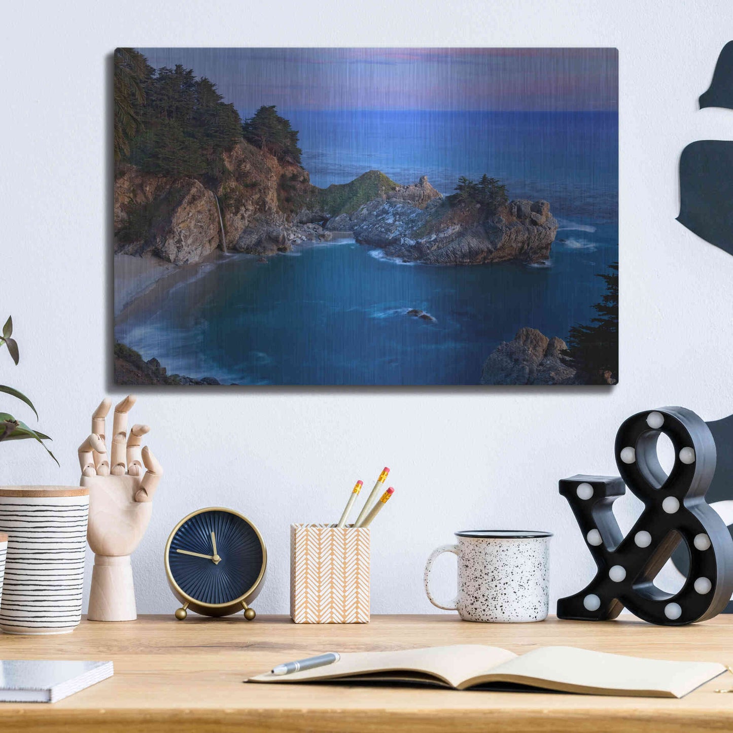 Luxe Metal Art 'Big Sur McWay Falls' by Mike Jones, Metal Wall Art,16x12