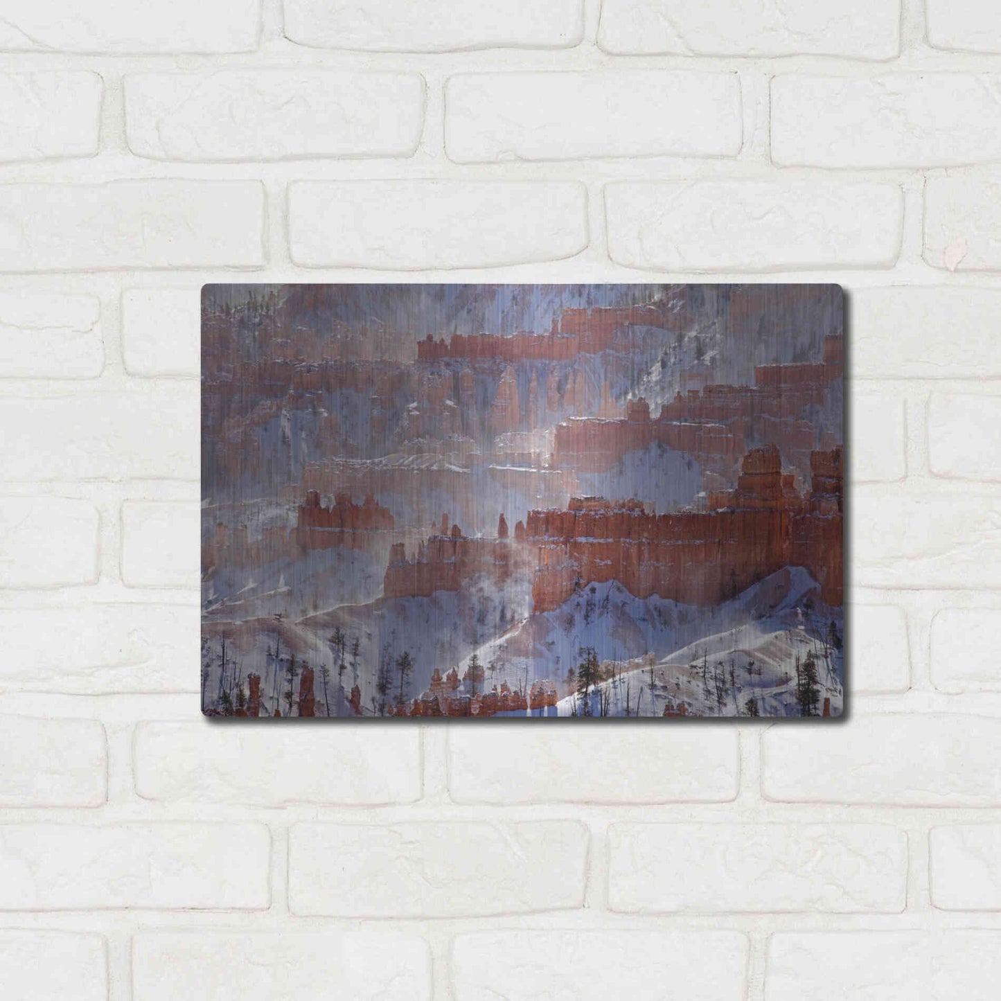 Luxe Metal Art 'Bryce Telephoto Snow' by Mike Jones, Metal Wall Art,16x12