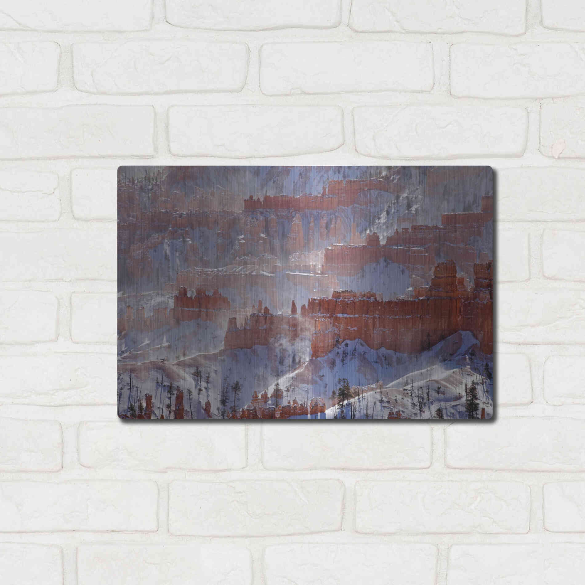 Luxe Metal Art 'Bryce Telephoto Snow' by Mike Jones, Metal Wall Art,16x12